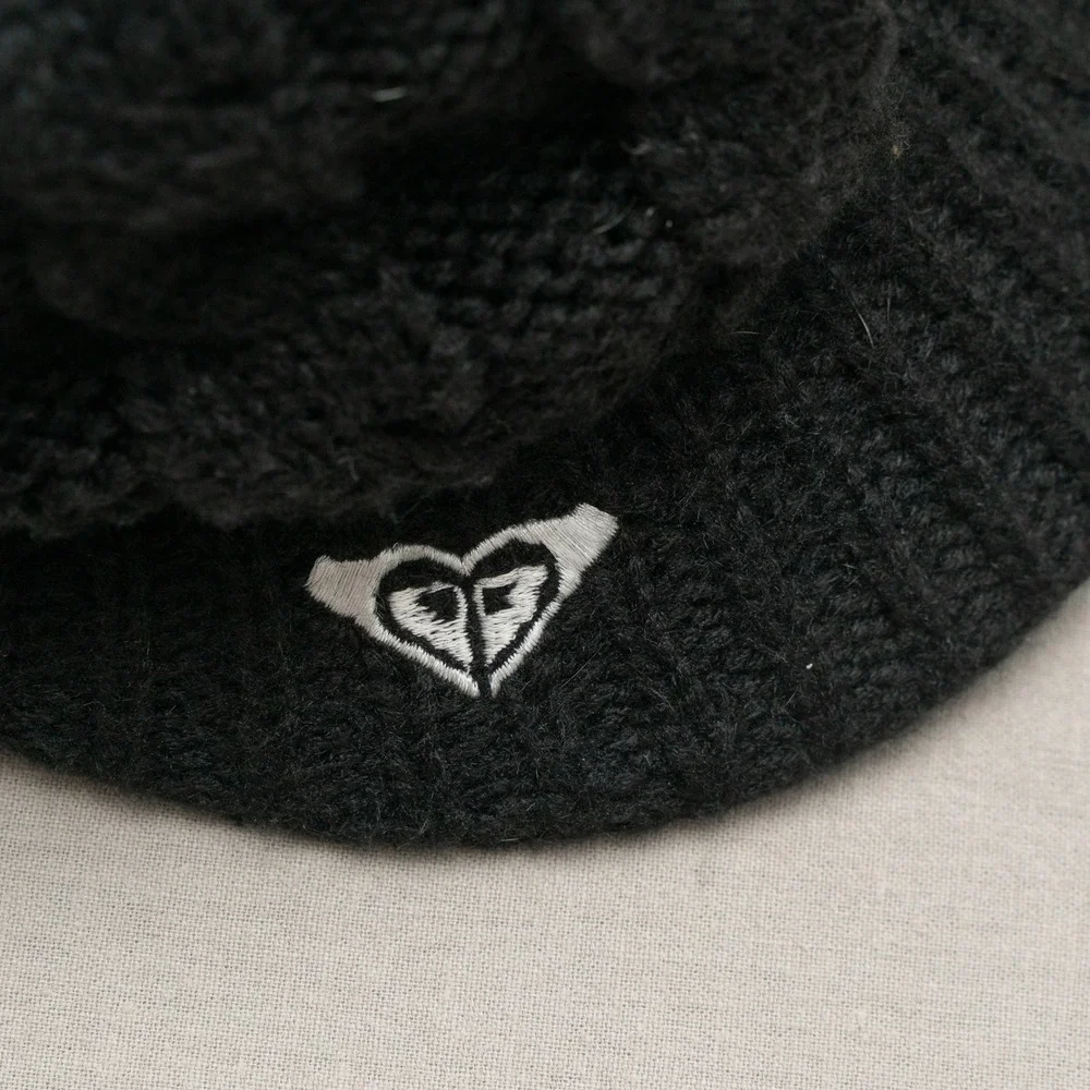 Vintage Y2K Roxy Surf Black Cable Knit Cap Hat Cadet Beanie Skater 90s Grunge